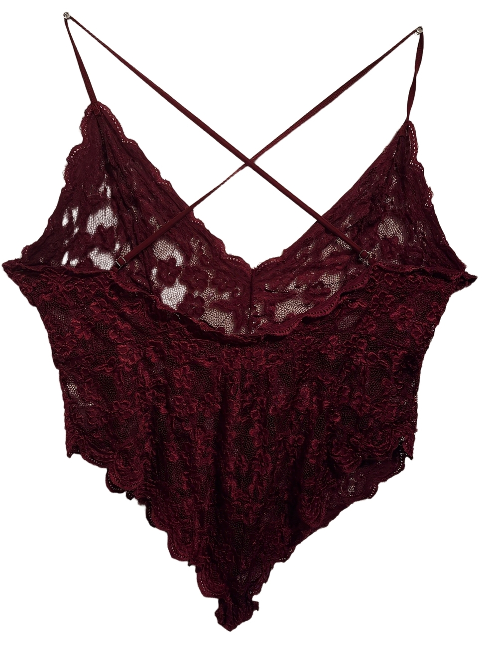 Lace V-Neck Strappy Chemise in Wine